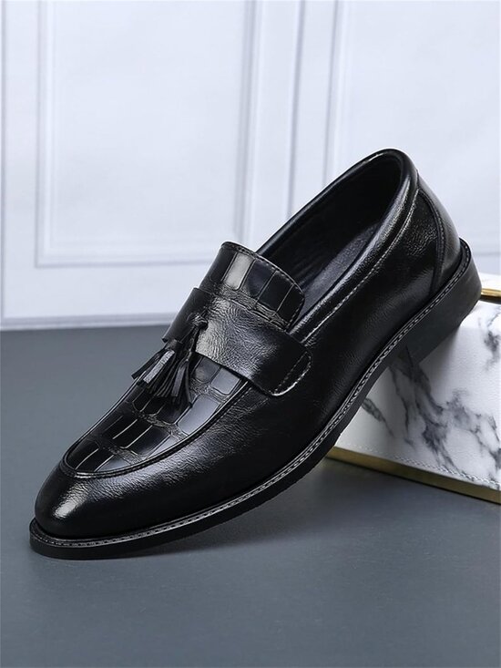 Vintage Crocodile Print Tassel Loafers for Men - Slip-On Dress Shoes, Casual main image 4